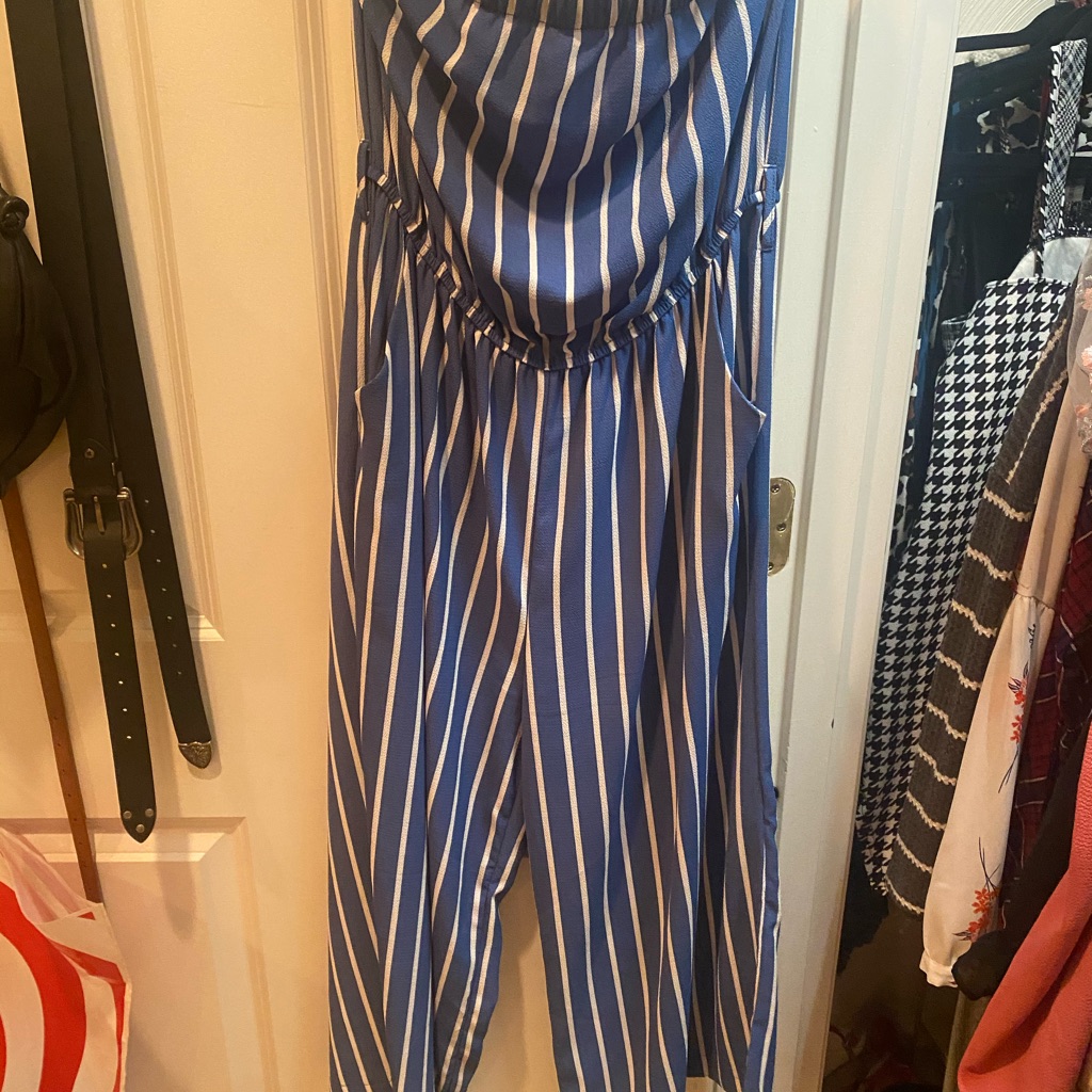 Forever 21 Large Blue & White Pinstripe Jumper